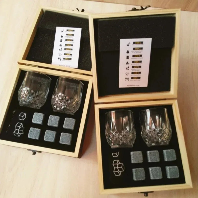 Premium Whiskey Stones Gift Set - Perfect Secret Santa for Him