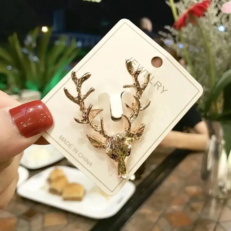 Luxury Christmas Brooch - Santa & Deer Crystal Pin Collection