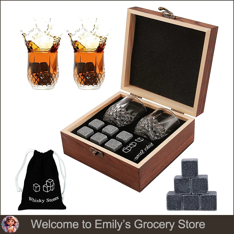 Premium Whiskey Stones Gift Set - Perfect Secret Santa for Him