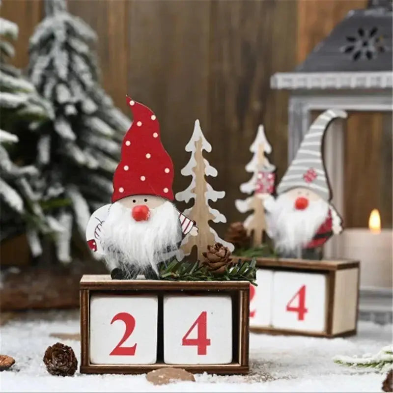 Santa's Wooden Advent Calendar - Christmas Countdown Decoration