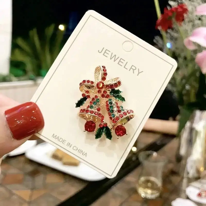 Luxury Christmas Brooch - Santa & Deer Crystal Pin Collection