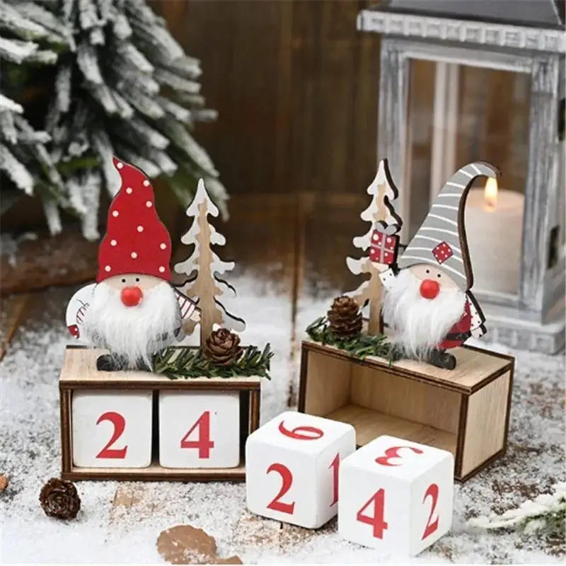 Santa's Wooden Advent Calendar - Christmas Countdown Decoration
