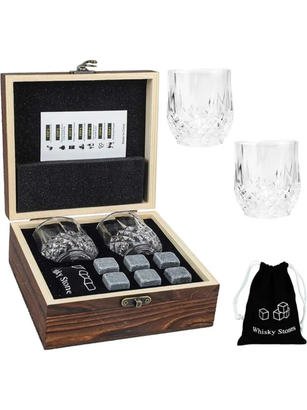 Premium Whiskey Stones Gift Set - Perfect Secret Santa for Him