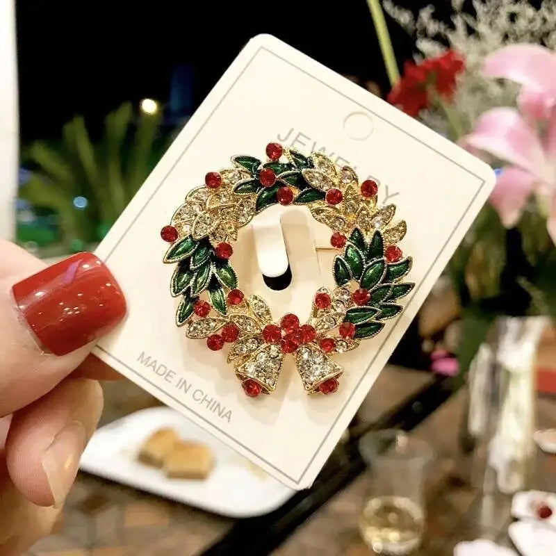 Luxury Christmas Brooch - Santa & Deer Crystal Pin Collection
