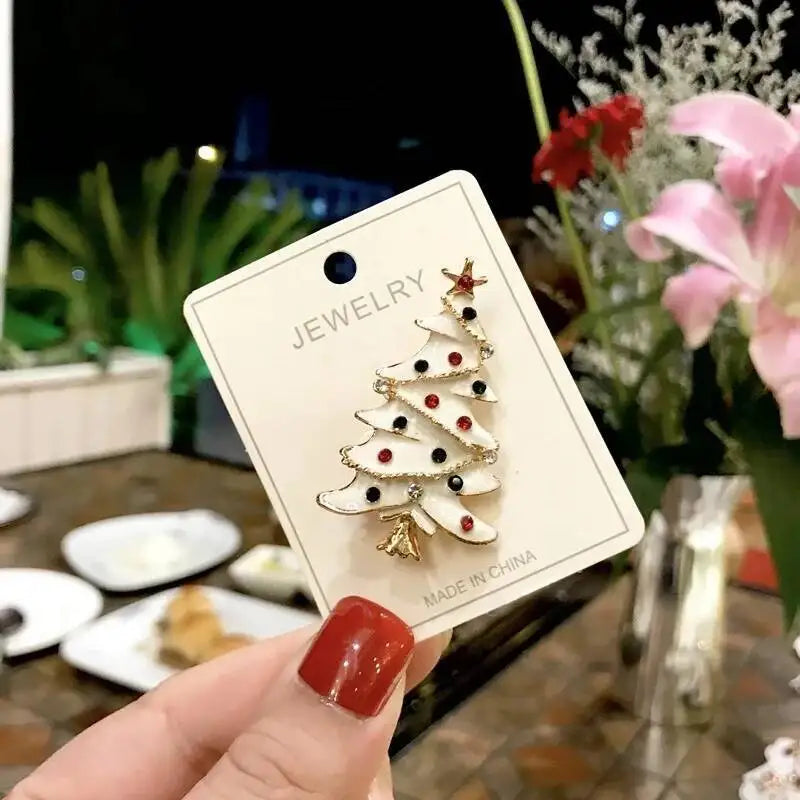 Luxury Christmas Brooch - Santa & Deer Crystal Pin Collection