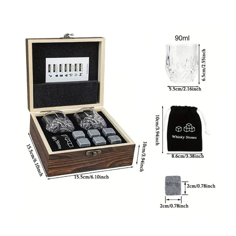 Premium Whiskey Stones Gift Set - Perfect Secret Santa for Him