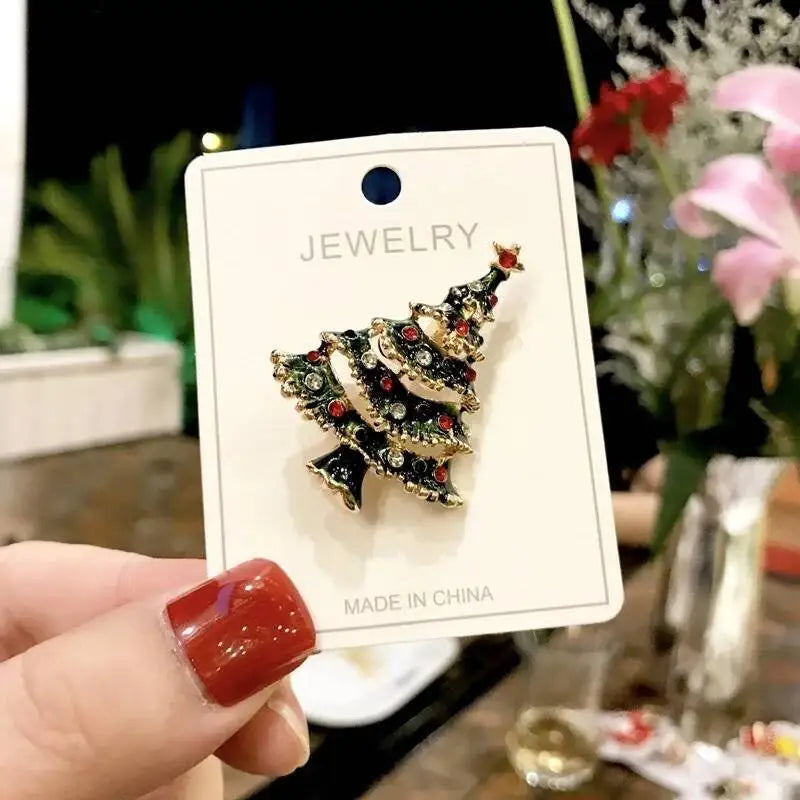 Luxury Christmas Brooch - Santa & Deer Crystal Pin Collection