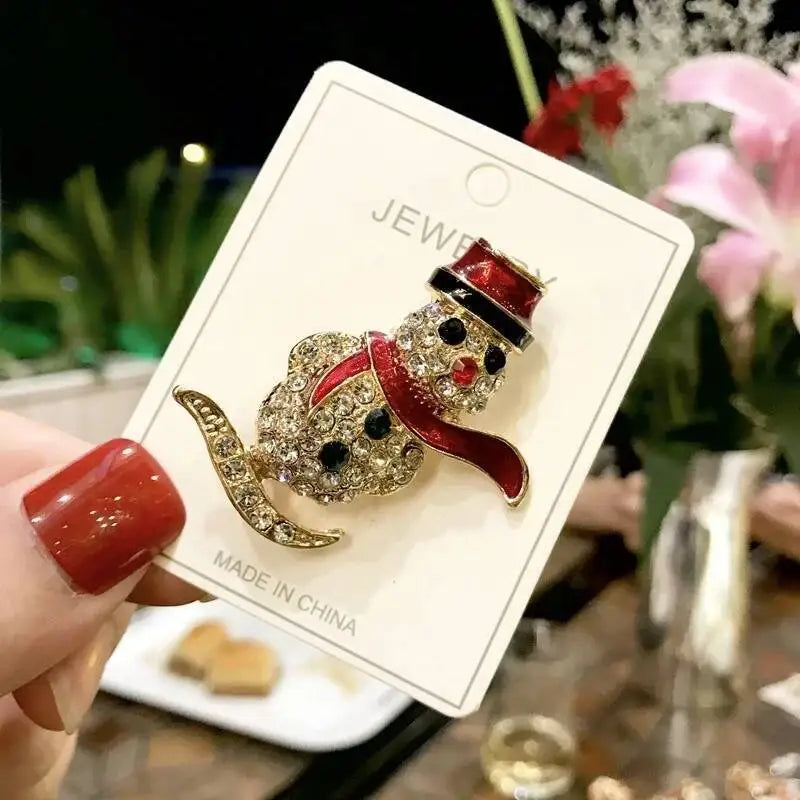 Luxury Christmas Brooch - Santa & Deer Crystal Pin Collection