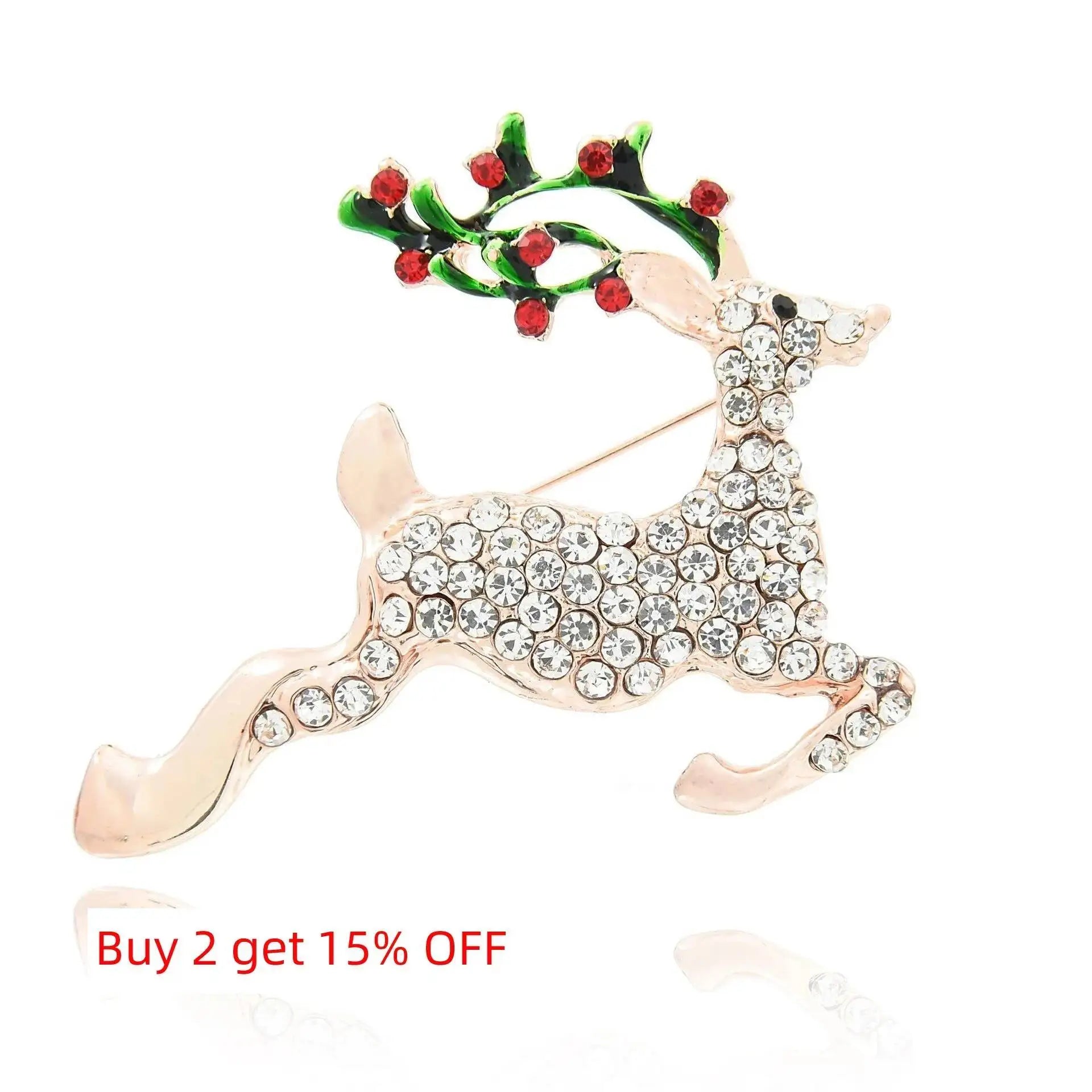 Luxury Christmas Brooch - Santa & Deer Crystal Pin Collection