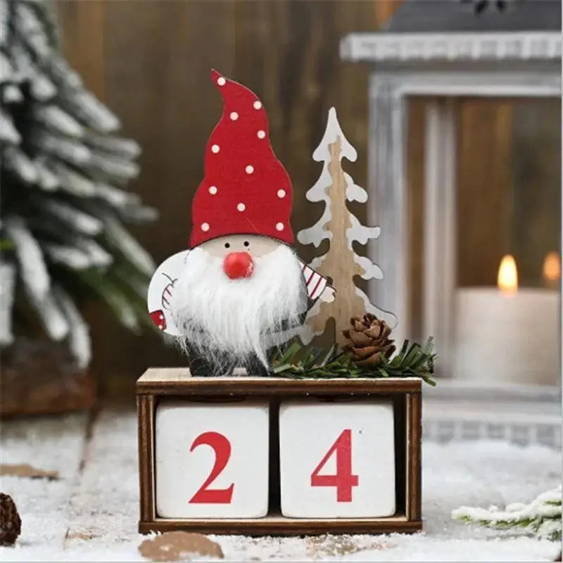 Santa's Wooden Advent Calendar - Christmas Countdown Decoration