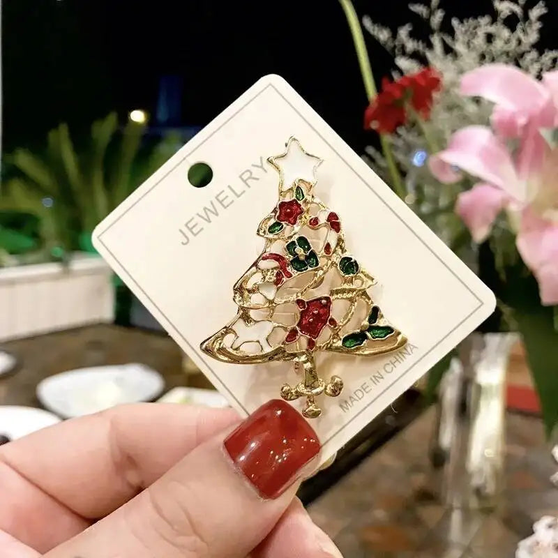 Luxury Christmas Brooch - Santa & Deer Crystal Pin Collection