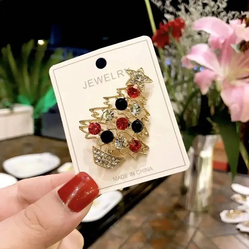 Luxury Christmas Brooch - Santa & Deer Crystal Pin Collection