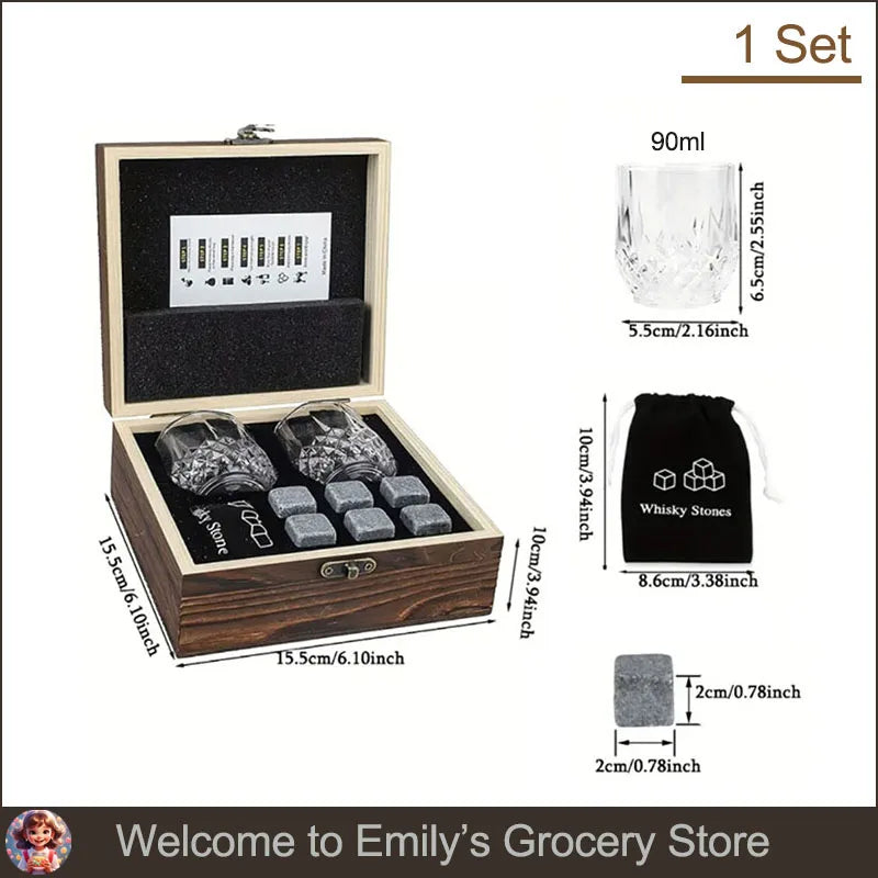 Premium Whiskey Stones Gift Set - Perfect Secret Santa for Him