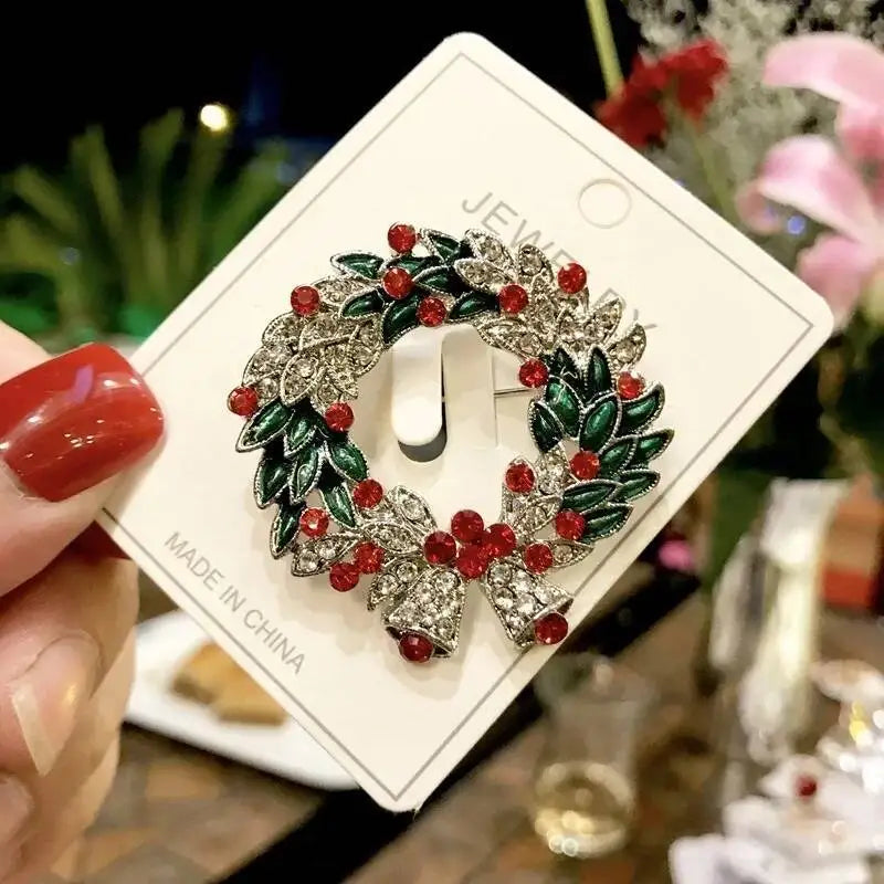 Luxury Christmas Brooch - Santa & Deer Crystal Pin Collection
