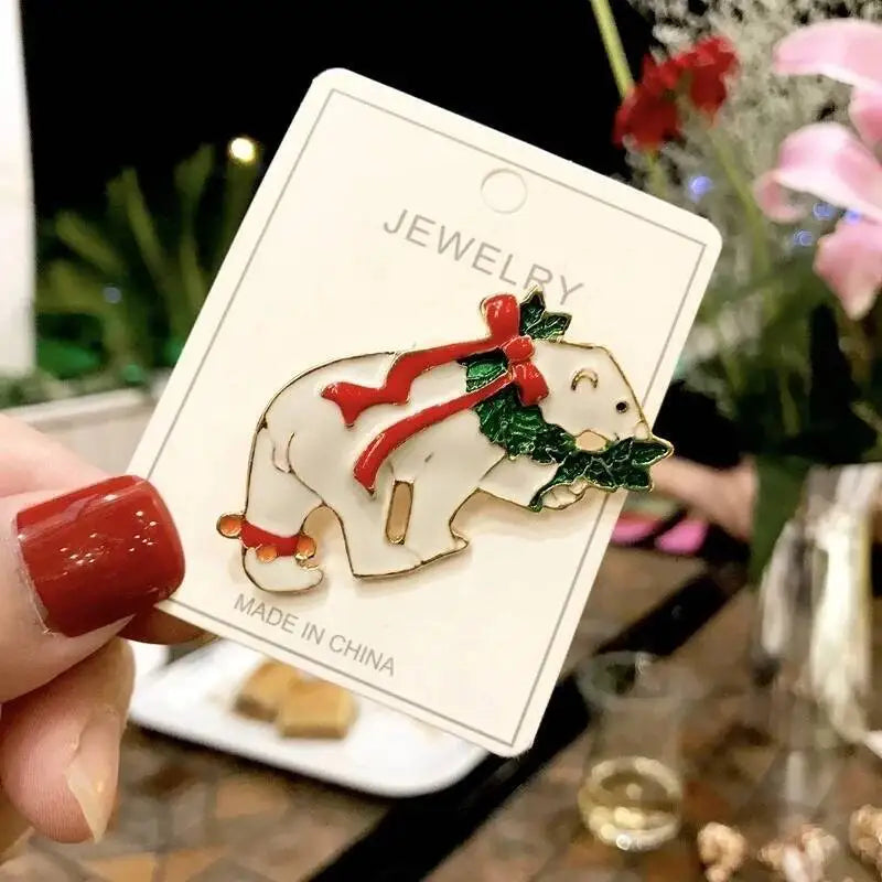 Luxury Christmas Brooch - Santa & Deer Crystal Pin Collection