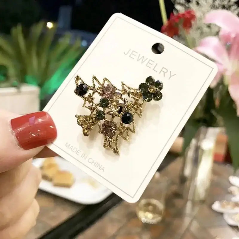 Luxury Christmas Brooch - Santa & Deer Crystal Pin Collection