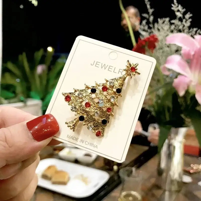 Luxury Christmas Brooch - Santa & Deer Crystal Pin Collection