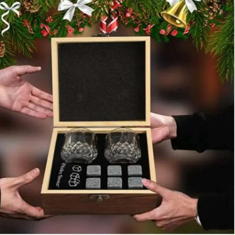 Premium Whiskey Stones Gift Set - Perfect Secret Santa for Him