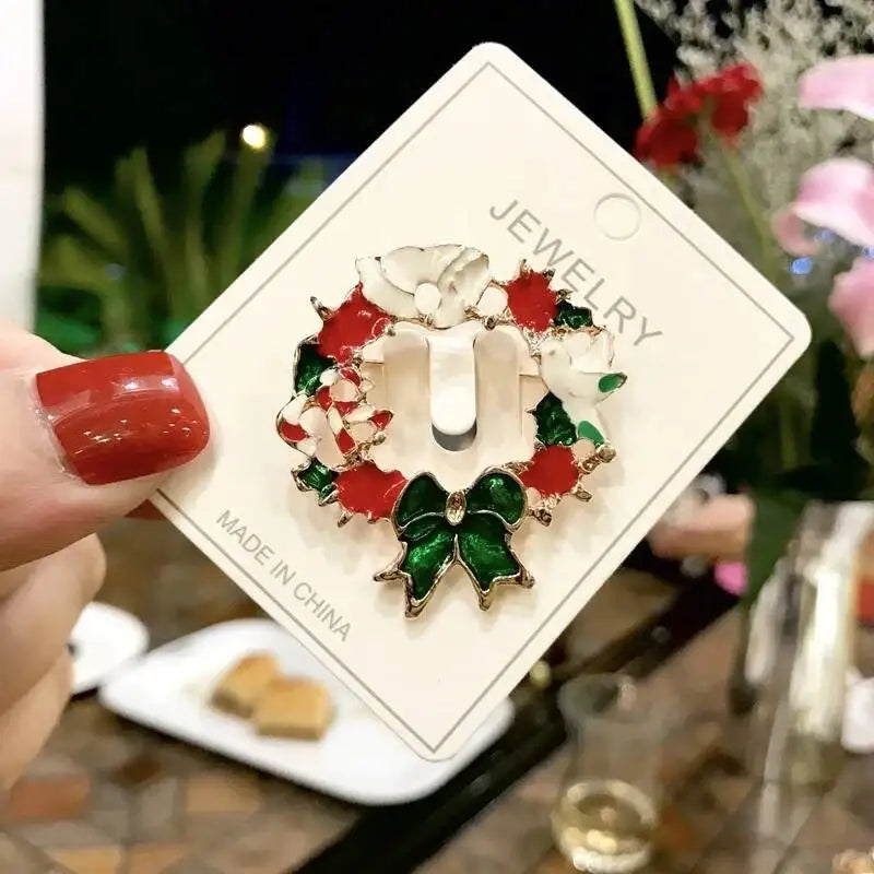 Luxury Christmas Brooch - Santa & Deer Crystal Pin Collection