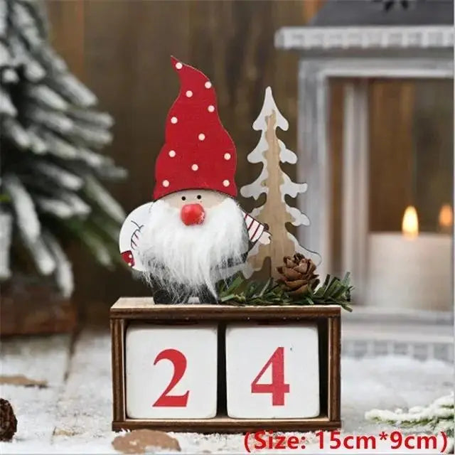 Santa's Wooden Advent Calendar - Christmas Countdown Decoration