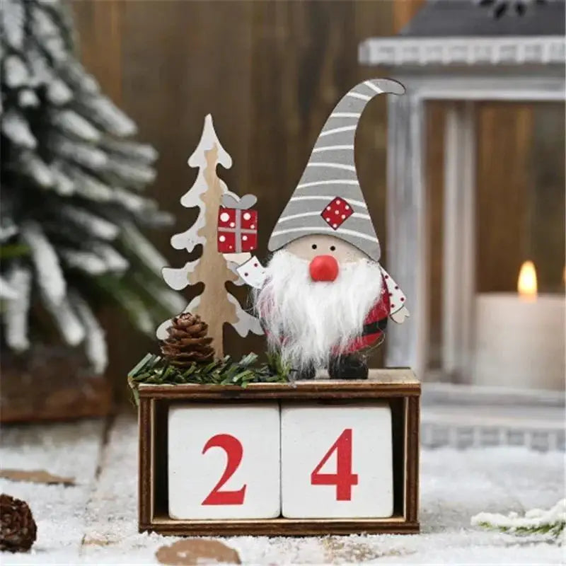 Santa's Wooden Advent Calendar - Christmas Countdown Decoration
