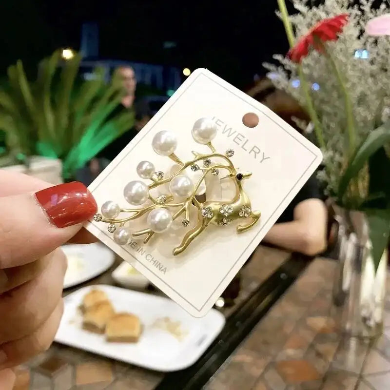 Luxury Christmas Brooch - Santa & Deer Crystal Pin Collection