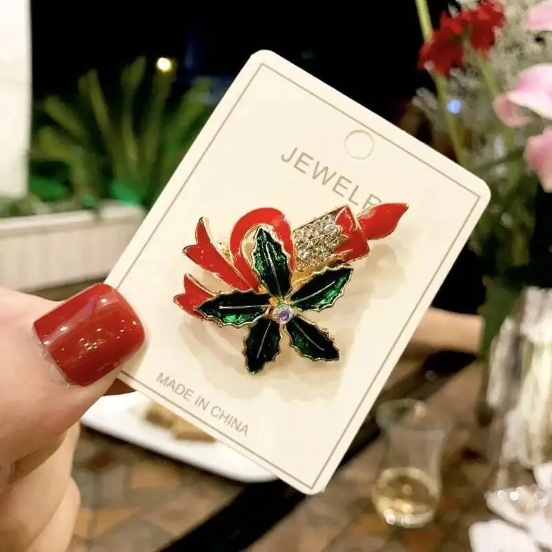 Luxury Christmas Brooch - Santa & Deer Crystal Pin Collection